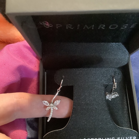 PRIMROSE Sterling Silver Dragonfly Earrings CUBIC ZIRCONIA - Picture 4 of 4
